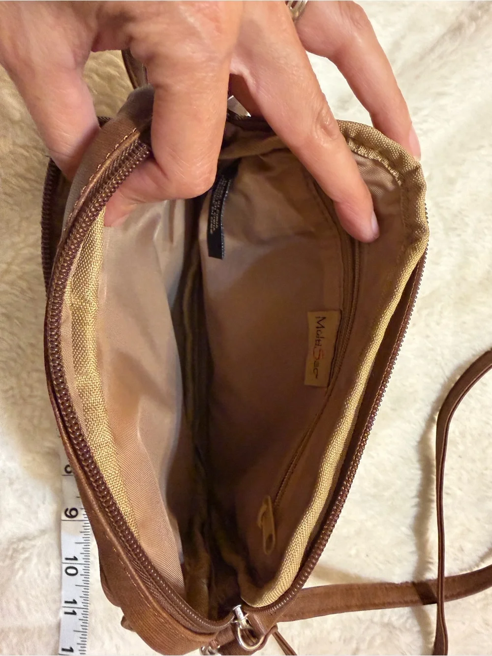 MultiSacs Brown Leatherette Crossbody Messenger Bag